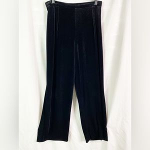 Vintage Black Velvet Wide Leg Cropped Pants Sm